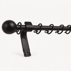  Solid Iron Curtain Pole Set 16mm in Smithy Matt Black.